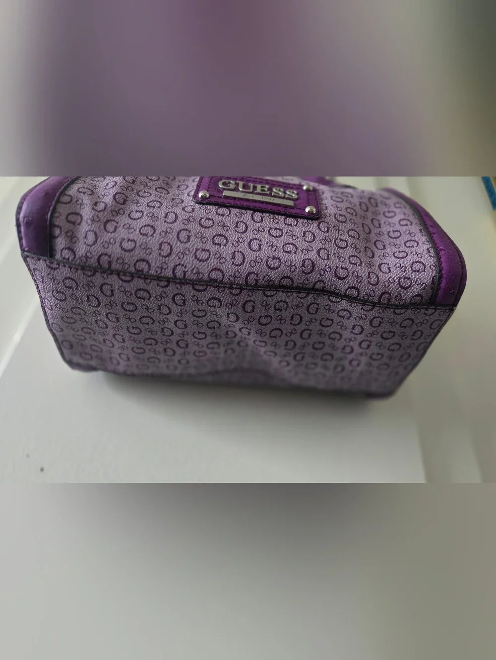 Y2k Vintage GUESS Purple Logo Monogram Satchel